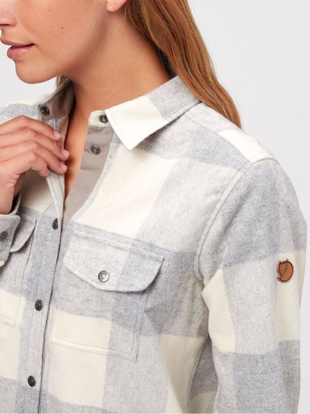 Fjällräven Women's Canada Wool Flannel Shirt Jacket Fog Chalk White L